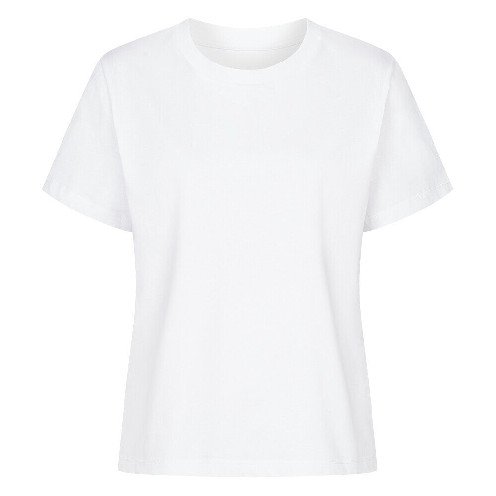 Black women's biker t-shirt with skull, "Got it – don't care" text and middle finger gesture