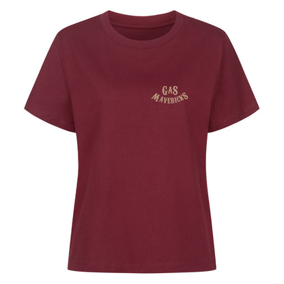 Black women's biker t-shirt in vintage style with pin-up girl, playing cards, dice, and spark plug – Gas Mavericks